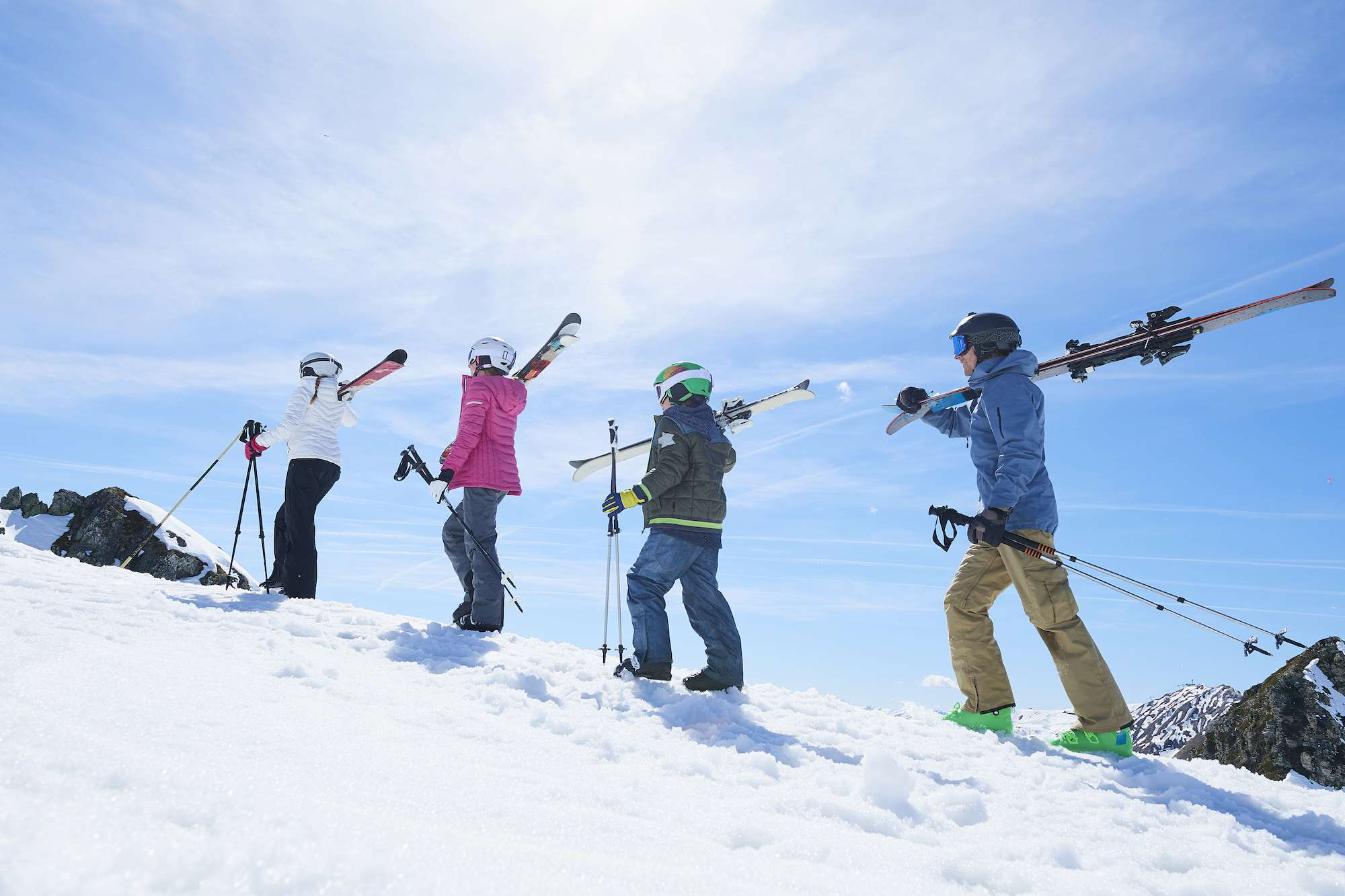 Family on skiing holiday, Hintertux, Tirol, Austria