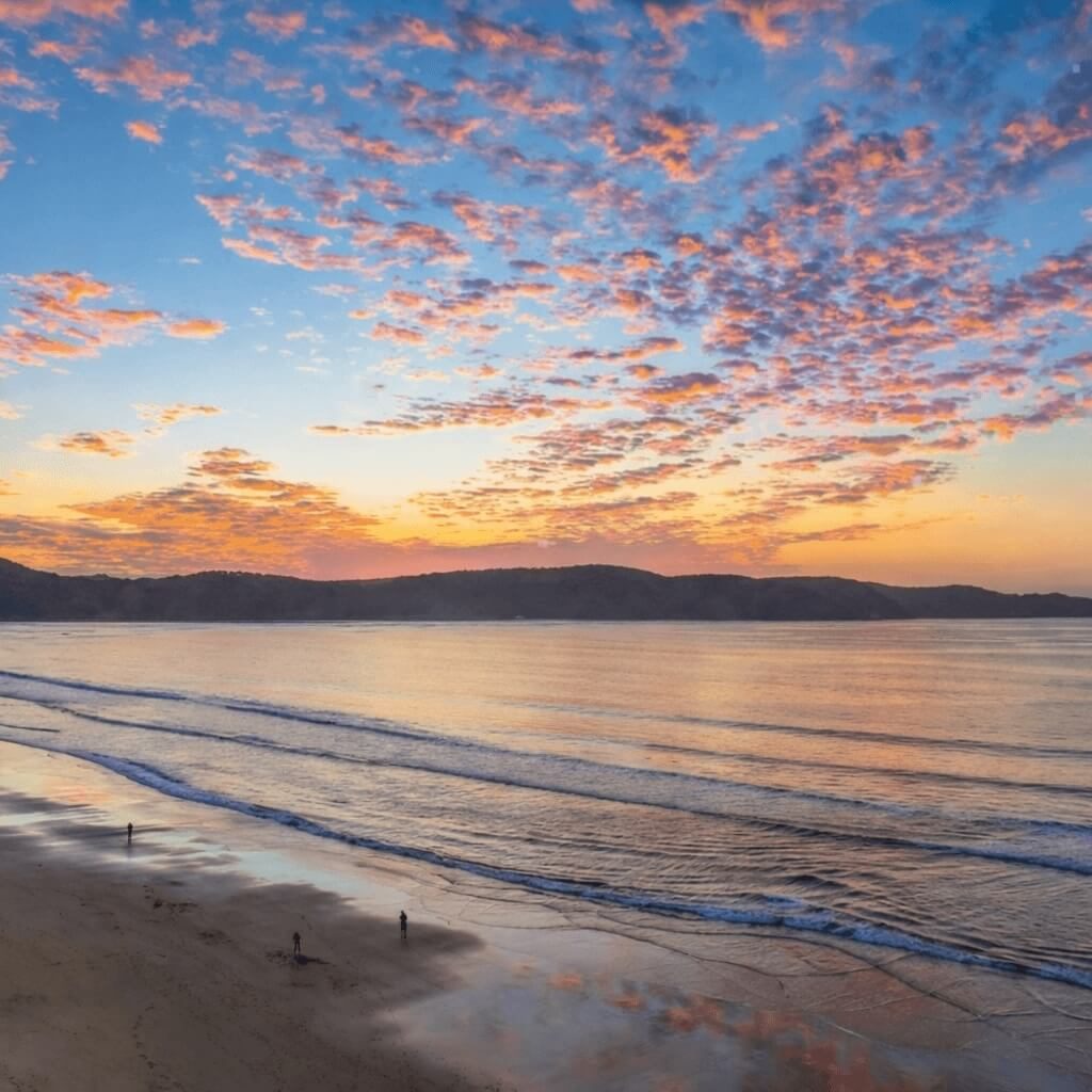 Autumn sunrise over the beach